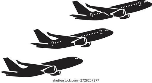 Conjunto de iconos planos de aviación de avión para App, logotipo y Sitio web. Icono de avión, Vector. Signo y símbolo del avión. Avión de vuelo, transporte de aeronaves