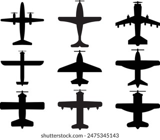 Set of airplane icon. Aircrafts flat with fill and stock style. Paper plane symbol or logo. Simple vector illustration of a plane. Editable Airplane Aircraft Icon isolated on white Background
