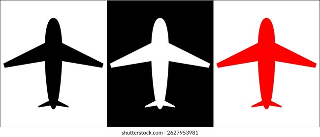 Set airplane icon. Aircrafts flat style  in different views, Airplane silhouette stock vector,  Passenger aircraft in different views. Flying Plane on white background, eps10. 1111