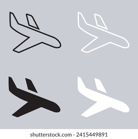 Set of Airplane icon. Airplane icon sign symbol in trendy flat style. Airplane vector icon illustration isolated on gray background