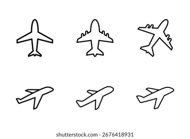 Conjunto de símbolo de ícone de avião vetor sobre fundo branco