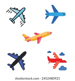 Set of airplane icon and vector design 