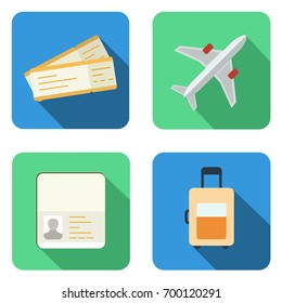 Set of airplane icons in flat design style vector EPS10
