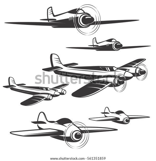 Set Airplane Icons Isolated On White Stock Vector (Royalty Free ...