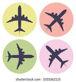 Set of Airplane Icons. Vector Illustration. Realistic Design Style. Travel Signs for Web, Shops, Travel Agences, Airports.