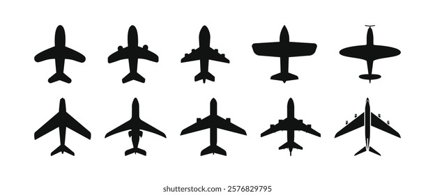 Set of airplane icons. Airplane vector sign. Airplane icon collection. Airplane icon vector. Travel concept.