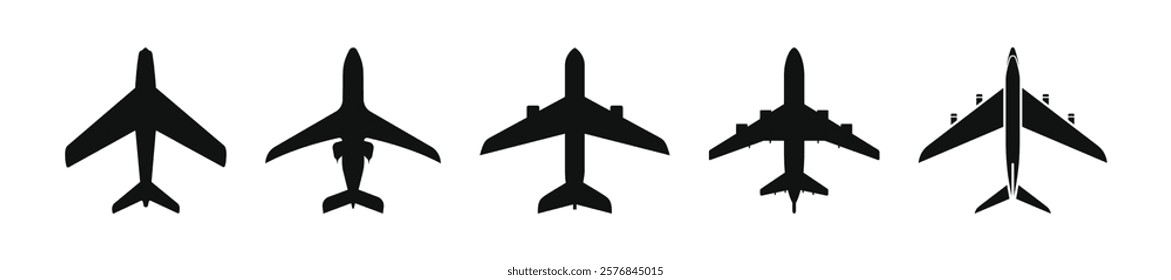 Set of airplane icons. Airplane vector sign. Airplane icon collection. Airplane icon vector. Travel concept.