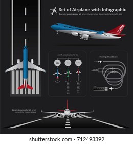 Set of Airplane with Infographic Isolated Vector Illustration