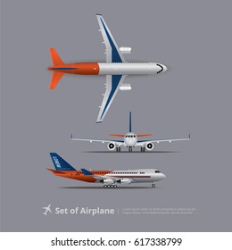 Set of Airplane Isolated Vector Illustration 