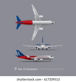 Set of Airplane Isolated Vector Illustration 