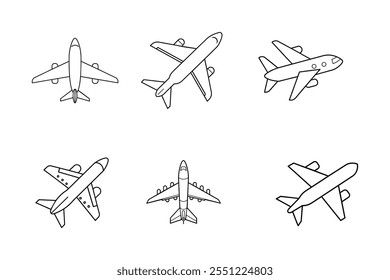 Set of Airplane Line Art Vector