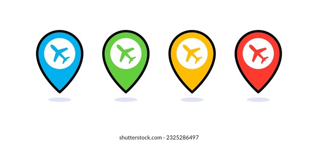 Set of Airplane Location Pins