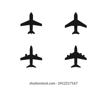 set of airplane logo vector illustration. plane silhouette icon