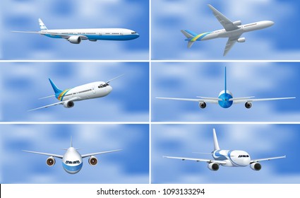 A Set of Airplane on Sky illustration