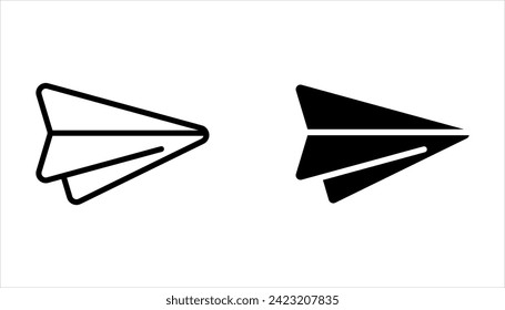 Conjunto de Iconos de línea de vectores relacionados del papel del avión sobre fondo blanco