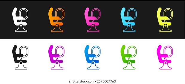 Set Airplane seat icon isolated on black and white background.  Vector