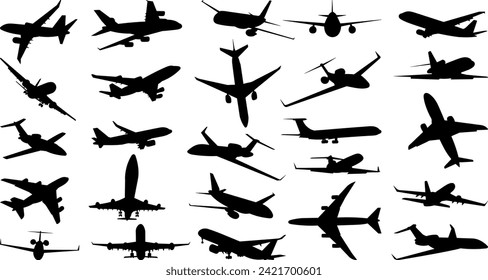 set of airplane silhouette vector