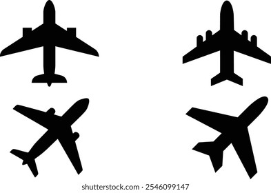 Set of Airplane silhouette vector. Illustration of Plane silhouette icon