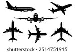 set of airplane silhouette vector isolated on white background