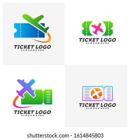 Set of Airplane Ticket logo design concept vector, Travel Ticket logo Template, Creative design, Icon symbol