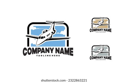 Set of Airplane Transport label Logo, Aircraft, airplane, Private Plane logo or icon