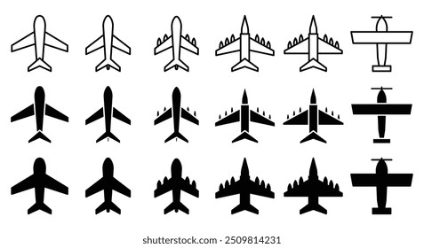 Set airplane vector icon set