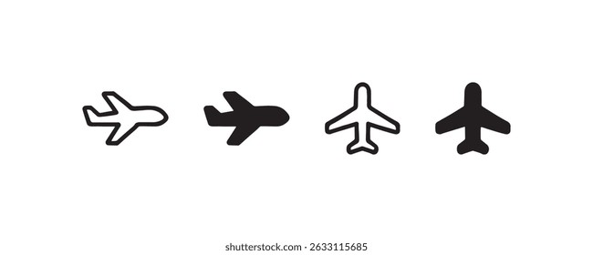 Satz von Flugzeug-Vektorsymbolen in verschiedenen Stilen Vektor