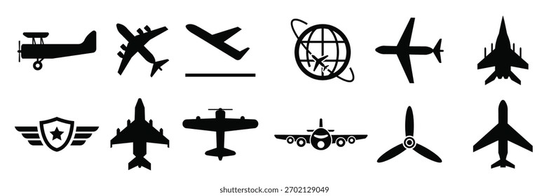 Conjunto de ilustração vetorial do avião