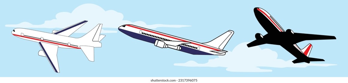 conjunto de aviones en diferentes posiciones