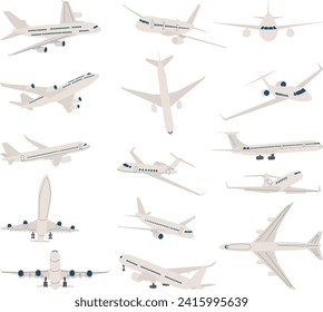 set of airplanes in flat style, vector