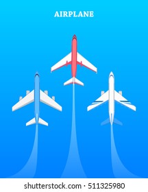 Set Airplanes Flying Blue Sky Isolated Stock Vector (Royalty Free ...