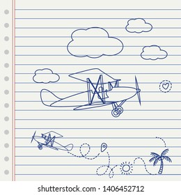 Set of airplanes on paper , vector illustration - Vector