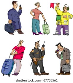 set of airport characters