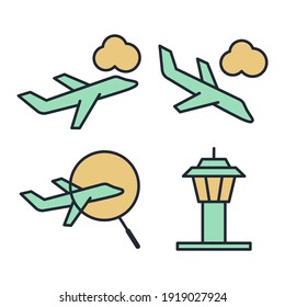 Set of Airport icon. Airport pack symbol template for graphic and web design collection logo vector illustration