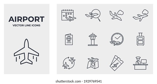 Set of Airport icon. Airport pack symbol template for graphic and web design collection logo vector illustration