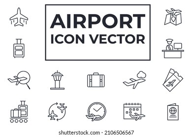 Set of Airport icon. Airport pack symbol template for graphic and web design collection logo vector illustration