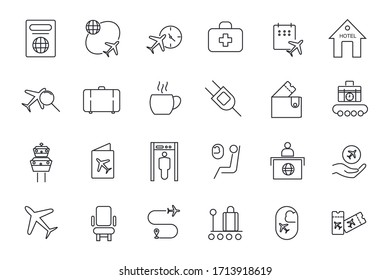 Set Airport icon template for graphic and web design collection. Airport pack symbol logo vector illustration