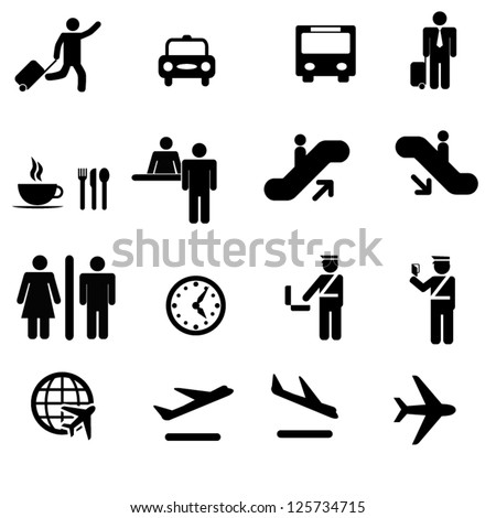 A set of airport icons