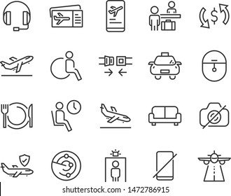 set of airport icons, airplane, travel, flight, transport