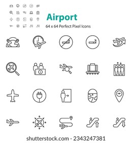 set of airport icons, flight, plane