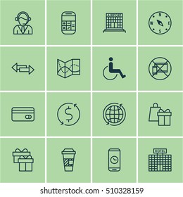 Set Of Airport Icons On Accessibility, Shopping And Locate Topics. Editable Vector Illustration. Includes Device, Road, Arrows And More Vector Icons.