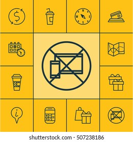 Set Of Airport Icons On Appointment, Forbidden Mobile And Credit Card Topics. Editable Vector Illustration. Includes Appointment, Paper, Coffee And More Vector Icons.