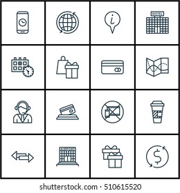 Set Of Airport Icons On Appointment, Info Pointer And Takeaway Coffee Topics. Editable Vector Illustration. Includes Crossroad, Cup, Map And More Vector Icons.