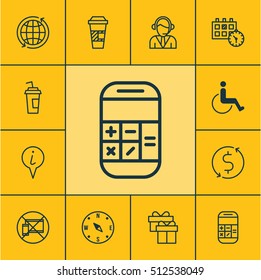 Set Of Airport Icons On Calculation, Drink Cup And Takeaway Coffee Topics. Editable Vector Illustration. Includes Exchange, Call, Paralyzed And More Vector Icons.
