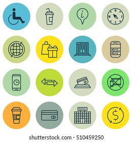 Set Of Airport Icons On Airport Construction, Crossroad And Forbidden Mobile Topics. Editable Vector Illustration. Includes Paper, Device, Disabled And More Vector Icons.