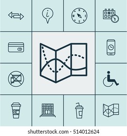 Set Of Airport Icons On Airport Construction, Call Duration And Appointment Topics. Editable Vector Illustration. Includes Date, Road, No And More Vector Icons.