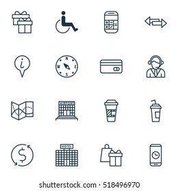 Set Of Airport Icons On Airport Construction, Calculation And Hotel Construction Topics. Editable Vector Illustration. Includes Transfer, Disabled, Debit And More Vector Icons.