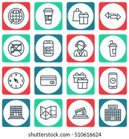 Set Of Airport Icons On Drink Cup, Plastic Card And Airport Construction Topics. Editable Vector Illustration. Includes Construction, Takeaway, Payment And More Vector Icons.