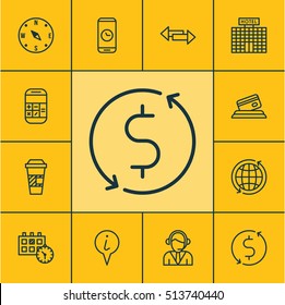 Set Of Airport Icons On Hotel Construction, Locate And Calculation Topics. Editable Vector Illustration. Includes Arrows, Mobile, Exchange And More Vector Icons.