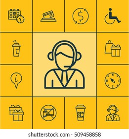 Set Of Airport Icons On Locate, Drink Cup And Credit Card Topics. Editable Vector Illustration. Includes Shopping, Call, Present And More Vector Icons.